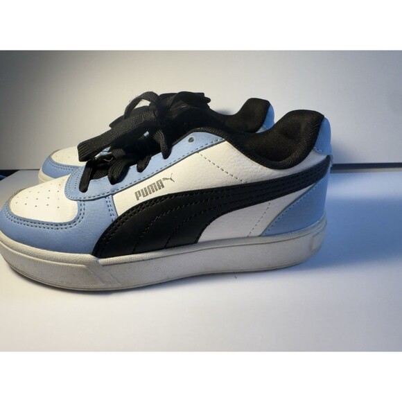 Boys 1 C Puma tennis shoes blue white black athletic sneakers - Picture 1 of 6